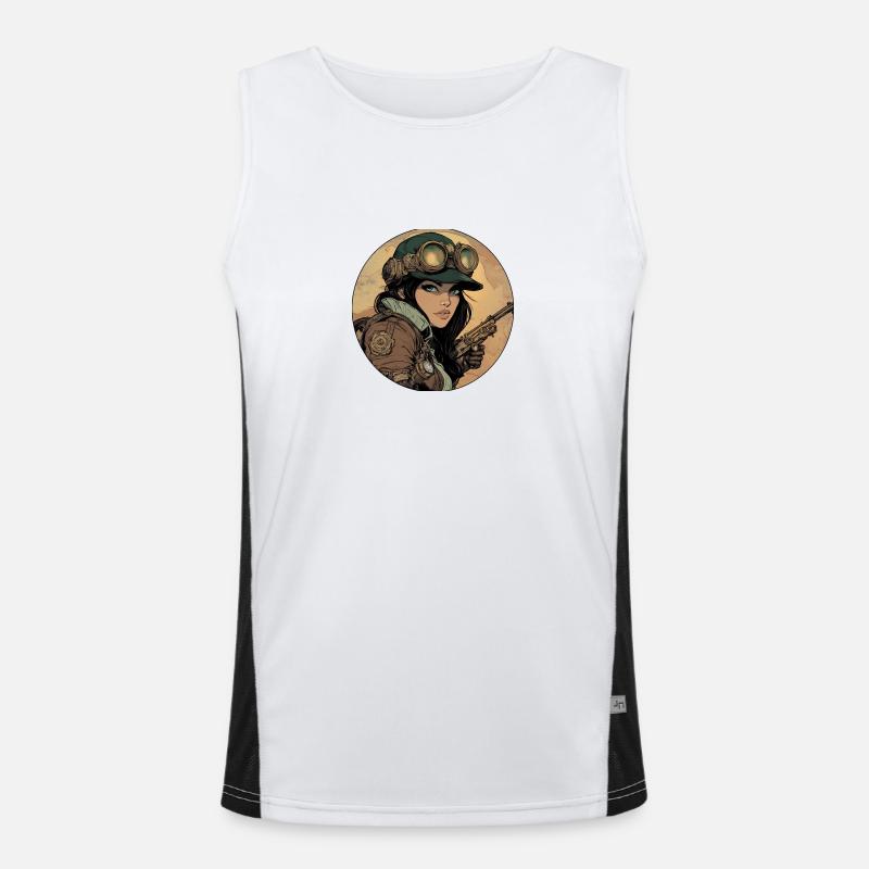 Steampunk adventure for explorers Men's Functional Contrast Tank Top 