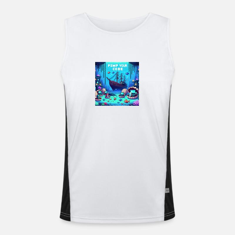 Underwater PimpYourCode - Men's Functional Contrast Tank Top  - white/black