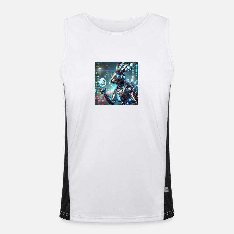 A futuristic Easter bunny - Men's Functional Contrast Tank Top  - white/black