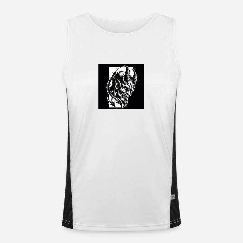 Devil - Men's Functional Contrast Tank Top  - white/black