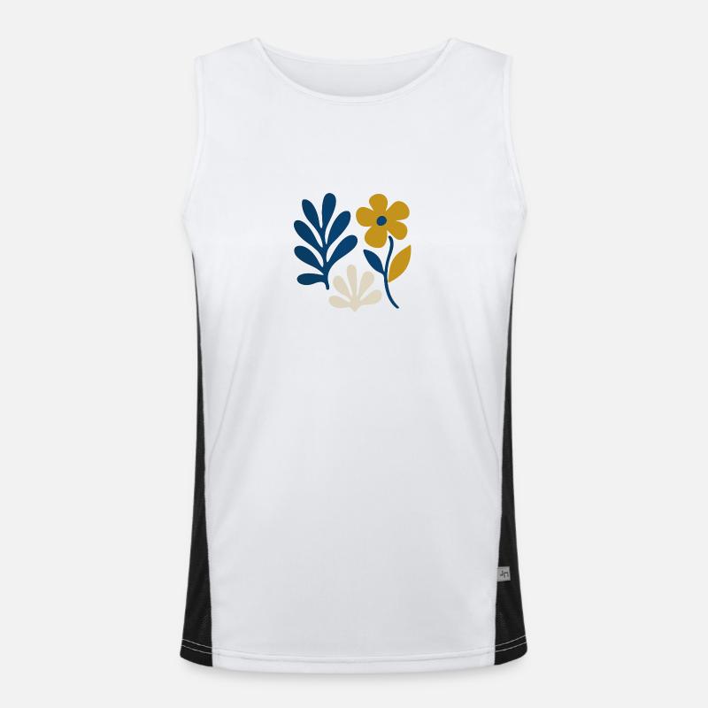 Floral Composition – Blue & Mustard Men's Functional Contrast Tank Top 