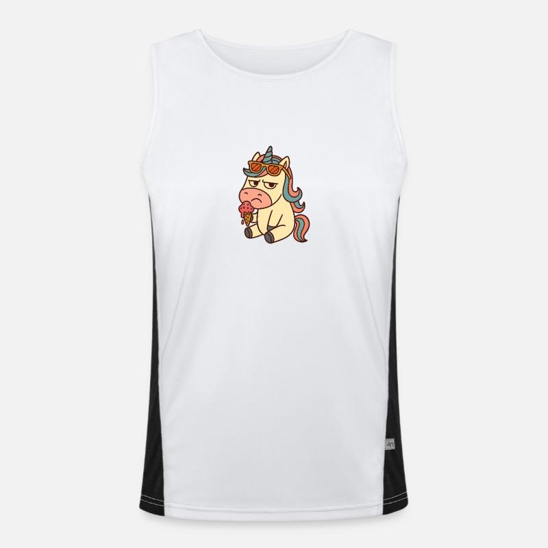 Einhorn mit Eis Funktionelles Kontrast-Tank Top für Männer 