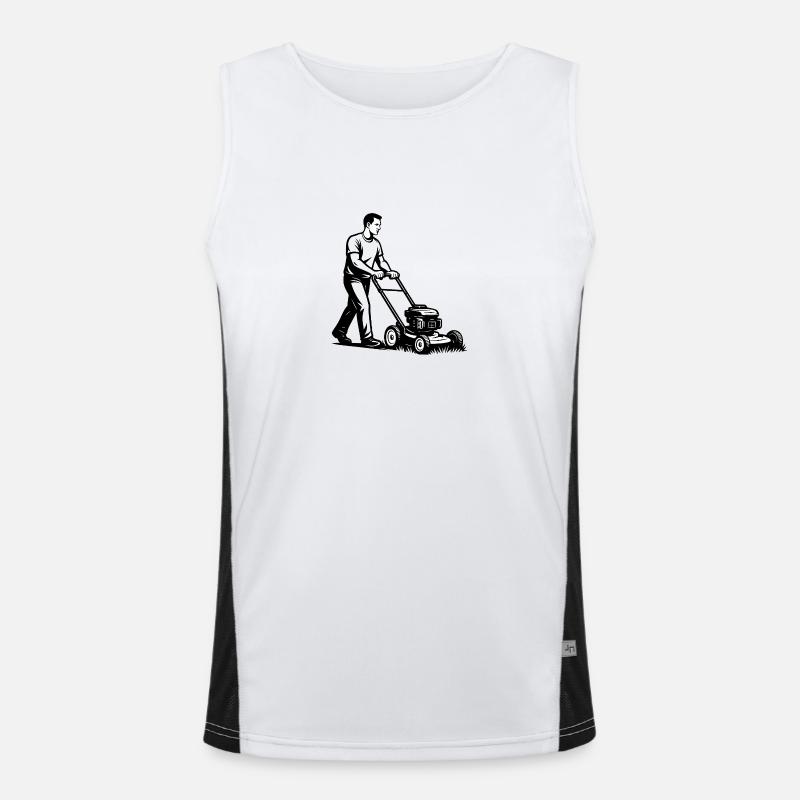 Mann mit Mäher – Schwarz-Weiß-Klassiker Funktionelles Kontrast-Tank Top für Männer 