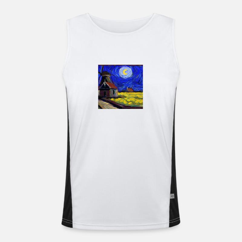 Digitale Kunst eines Van Gough-Gemäldes Funktionelles Kontrast-Tank Top für Männer 