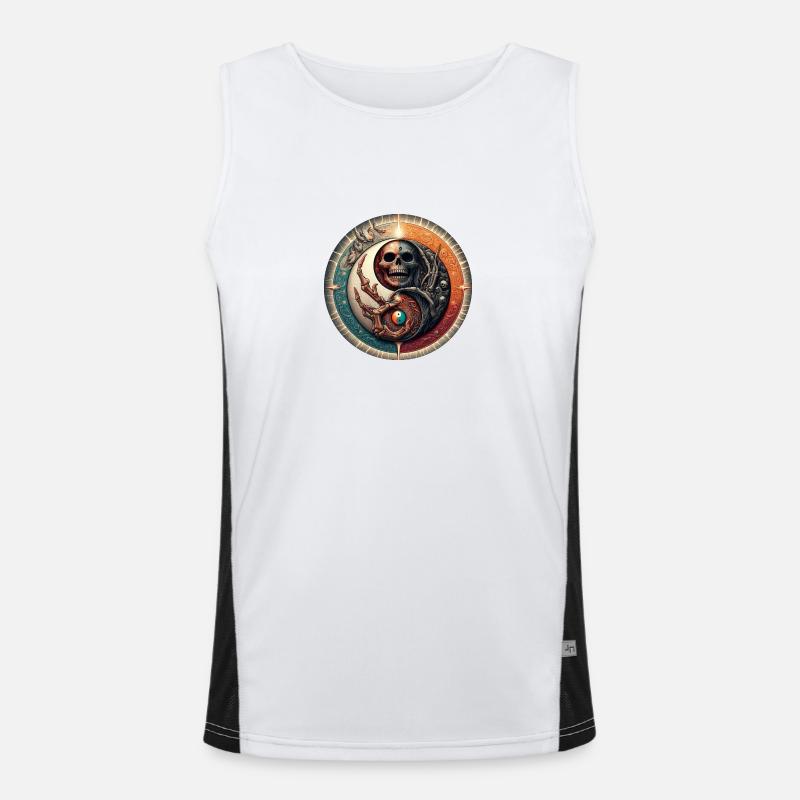 YinYangSkull - Men's Functional Contrast Tank Top - white/black