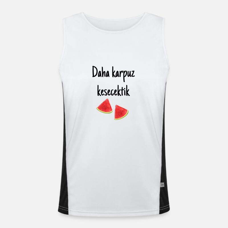 Daha karpuz kesecektik/ türkisch Spruch Funktionelles Kontrast-Tank Top für Männer 
