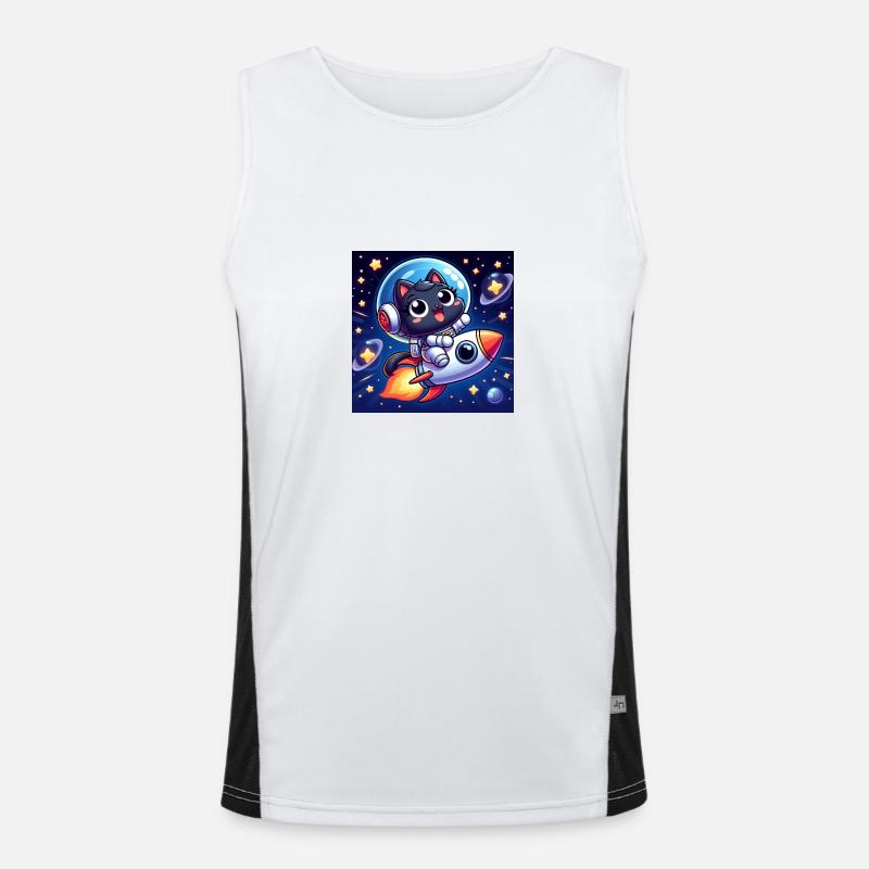 Chat mignon de l’espace dans l’espace sur une fusée Débardeur respirant contrasté Homme 