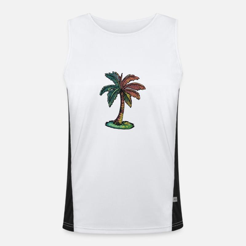 Palm Tree Beach Men's Functional Contrast Tank Top 