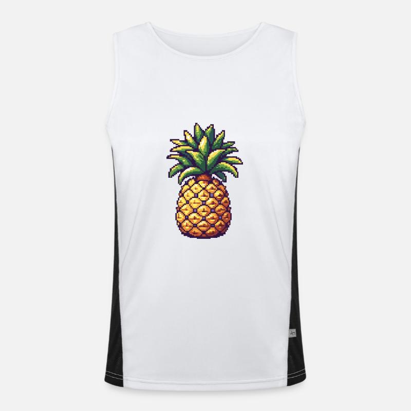 Pineapple Pixel Icon - Men's Functional Contrast Tank Top  - white/black