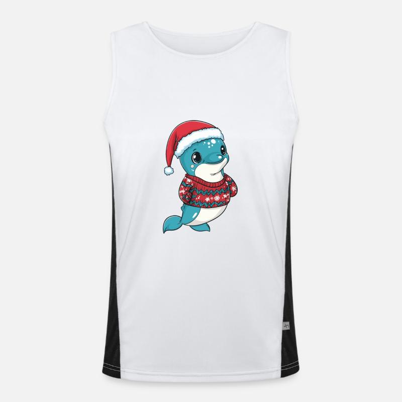 Dolphin Christmas Comic - Men's Functional Contrast Tank Top  - white/black
