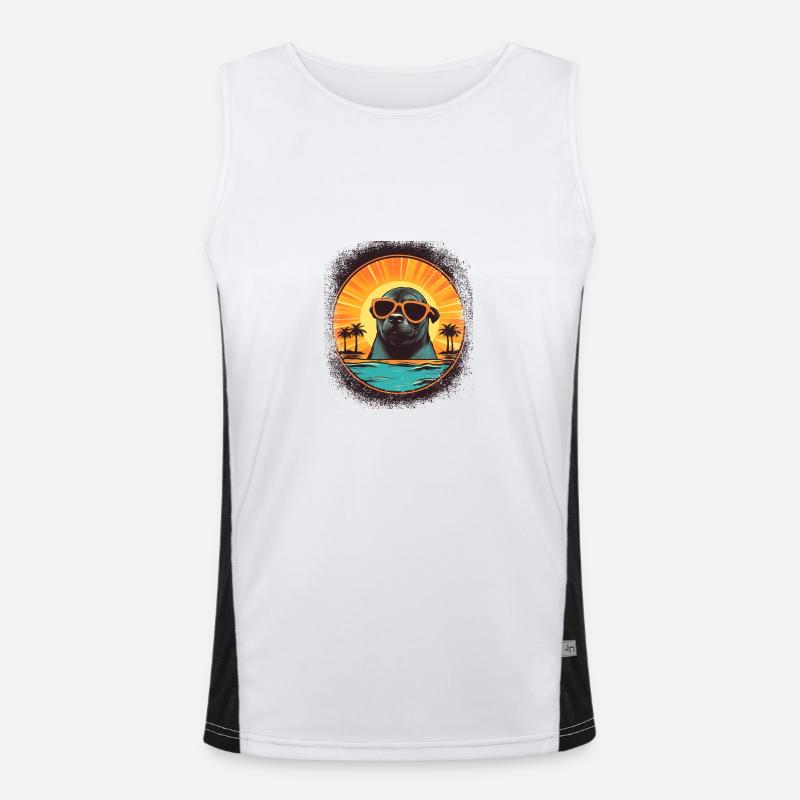 Nordpool Gift Idea Comic Animal Lover Kawaii Men's Functional Contrast Tank Top 