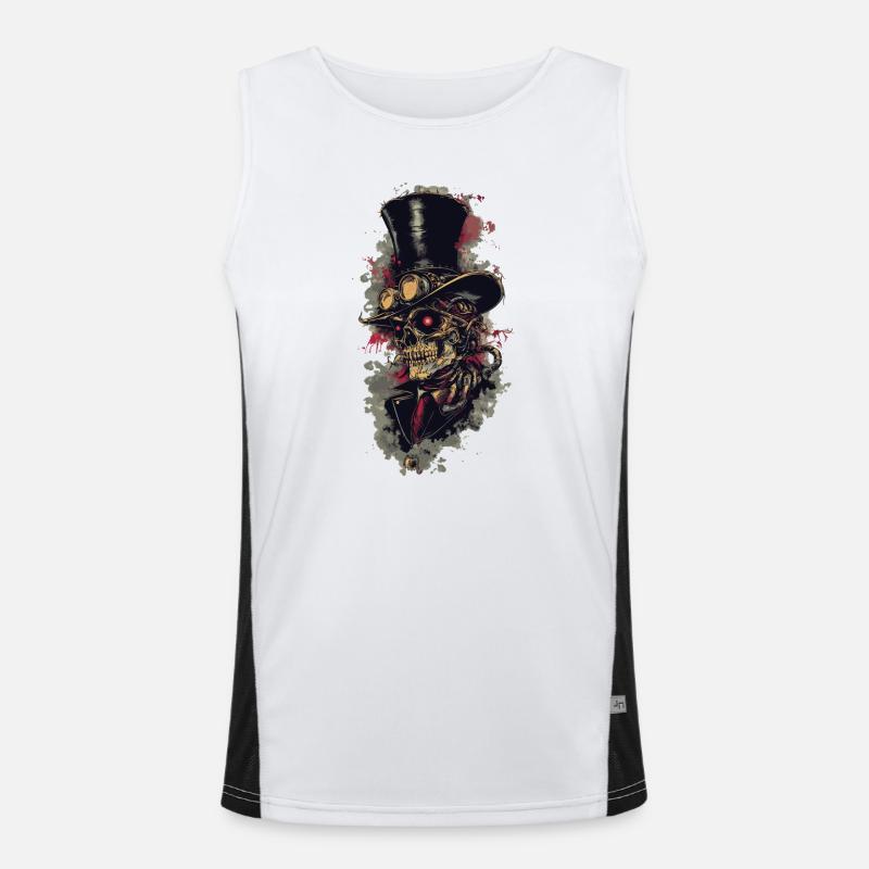 Crâne de zombie steampunk Débardeur respirant contrasté Homme 