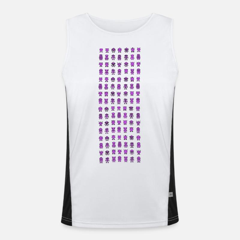 Robot Pattern Robot Pattern - Men's Functional Contrast Tank Top  - white/black