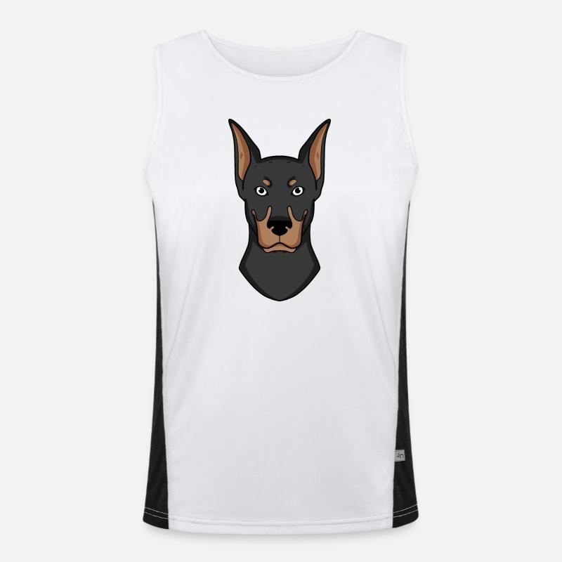 Dobermann Kopf Hund Hundebesitzer Geschenk Funktionelles Kontrast-Tank Top für Männer 