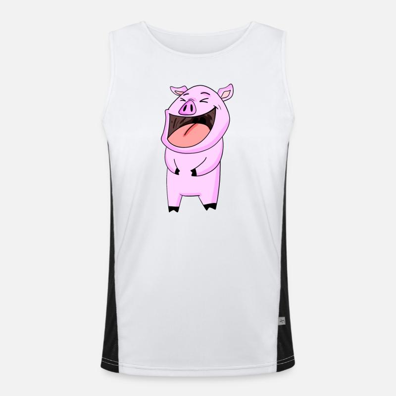 Pig laughs - Men's Functional Contrast Tank Top - white/black