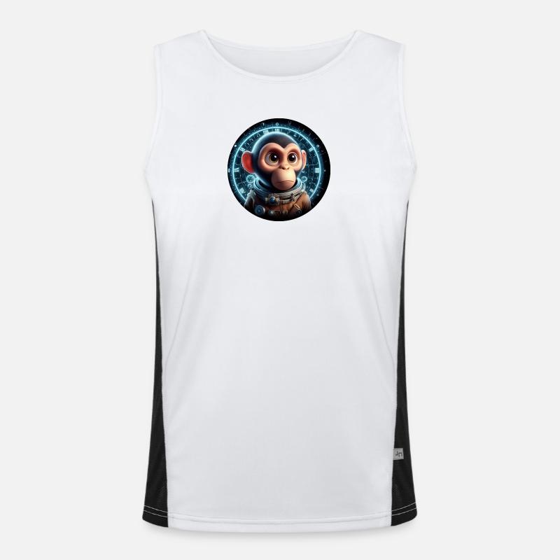 Monkey as an astronaut in space Men's Functional Contrast Tank Top 