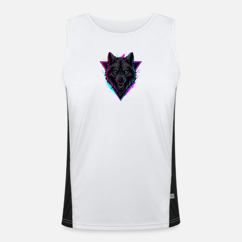 Neon Wolf in Violet Pink Triangle Men's Functional Contrast Tank Top 