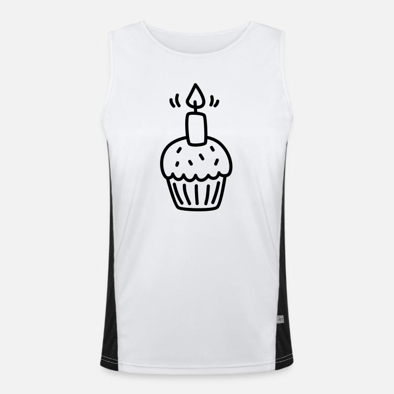 Muffins med et lys til bursdag - Funksjonell kontrast-singlet for menn  - hvit/svart
