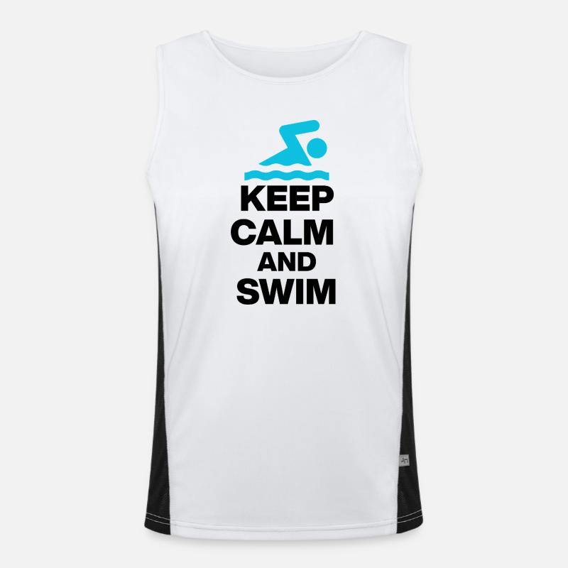 KEEP CALM AND SWIM, DIVE IN! SCHWIMMEN GESCHENK Funktionelles Kontrast-Tank Top für Männer 