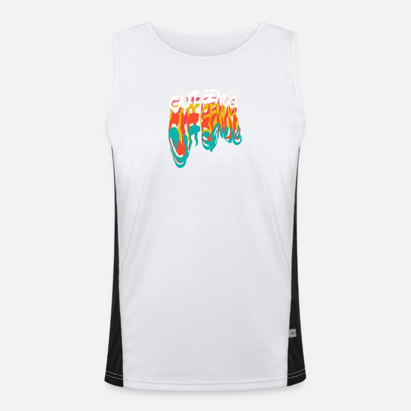 Buntes Graffiti Statement Funktionelles Kontrast-Tank Top für Männer 