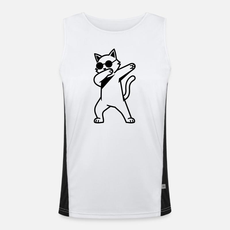 cat dab - Men's Functional Contrast Tank Top - white/black