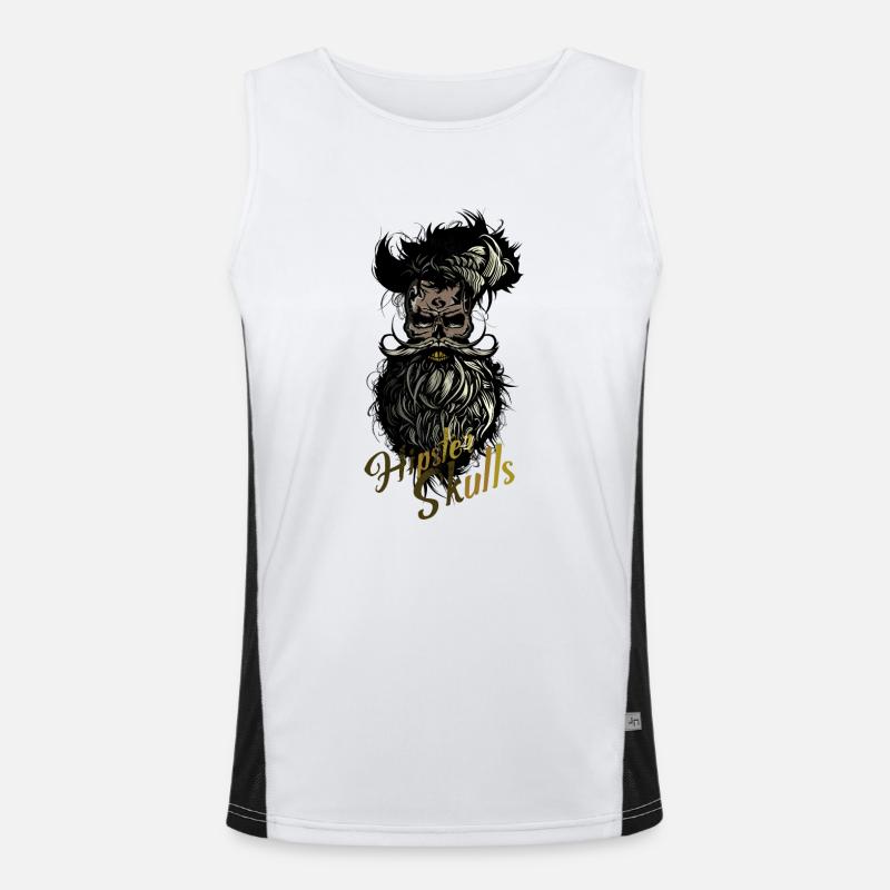 Kopf des Todes Hipster Kran Bart Schnurrbart Schädel b Funktionelles Kontrast-Tank Top für Männer 