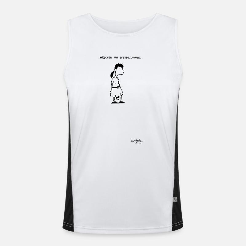 Mädchen mit Pferdeschwanz Funktionelles Kontrast-Tank Top für Männer 