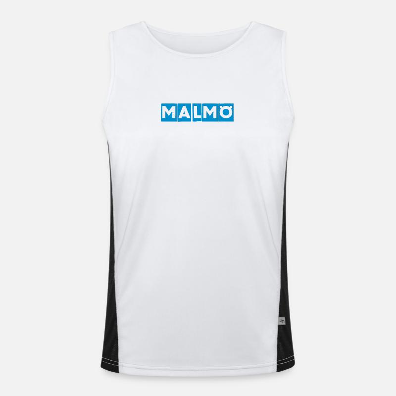 Malmö – Blue Text Design Men's Functional Contrast Tank Top 