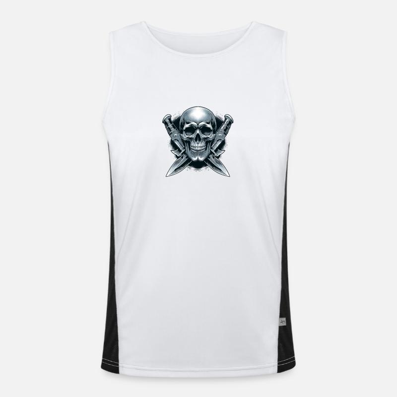 Twin Blades: Skull Between Daggers Men's Functional Contrast Tank Top 