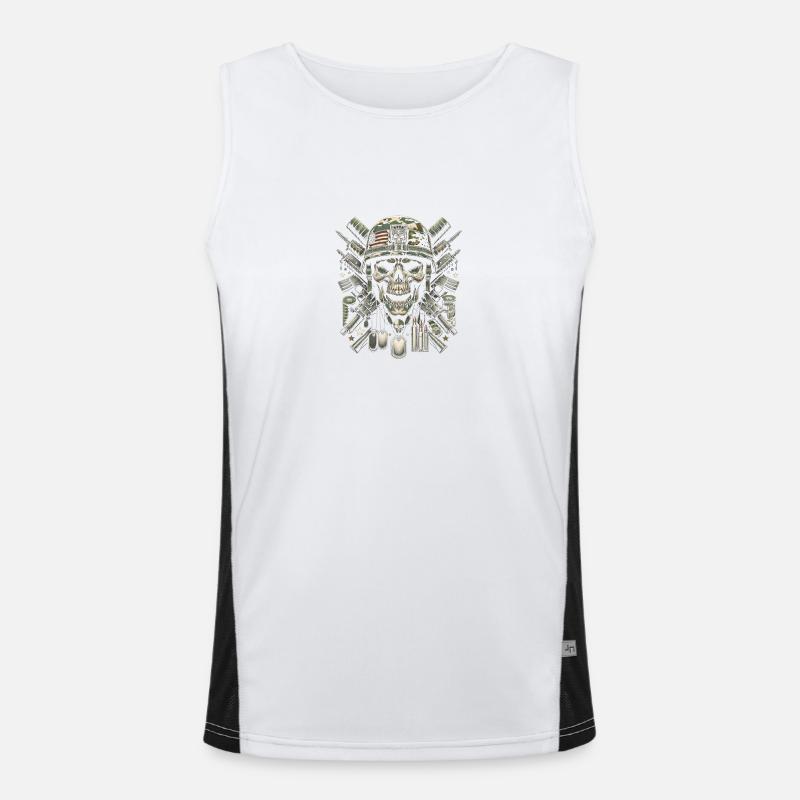 Bravoure dans les os : Crâne d’unité spéciale Débardeur respirant contrasté Homme 