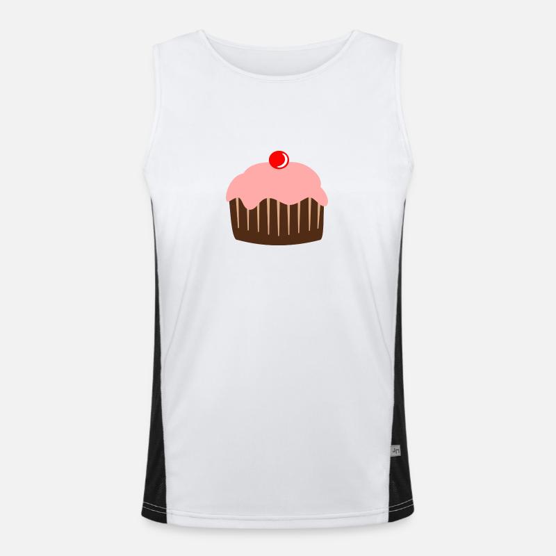 Cupcake Torte Süßigkeiten Kirsche Funktionelles Kontrast-Tank Top für Männer 