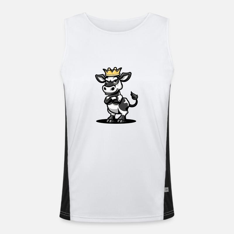 Kuh Comic Krone Funktionelles Kontrast-Tank Top für Männer 