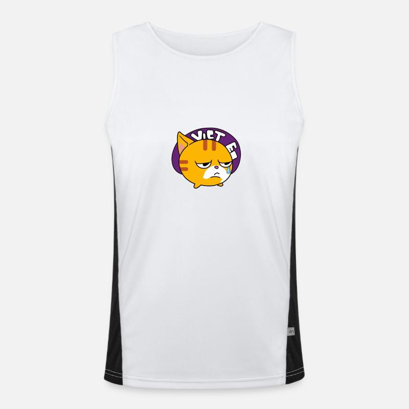 Was ist los mit dieser Katze? Funktionelles Kontrast-Tank Top für Männer 