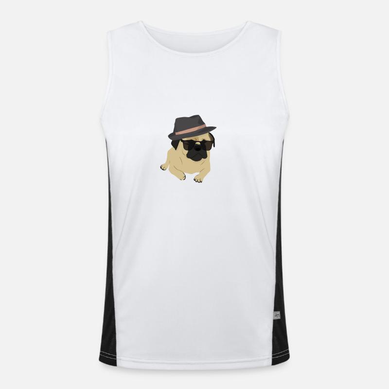 Cooler Mops mit einer Sonnenbrille und im Hut Funktionelles Kontrast-Tank Top für Männer 