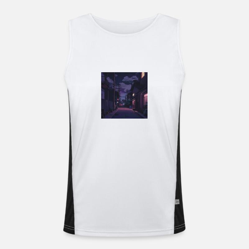 Lofi night Funktionelles Kontrast-Tank Top für Männer 