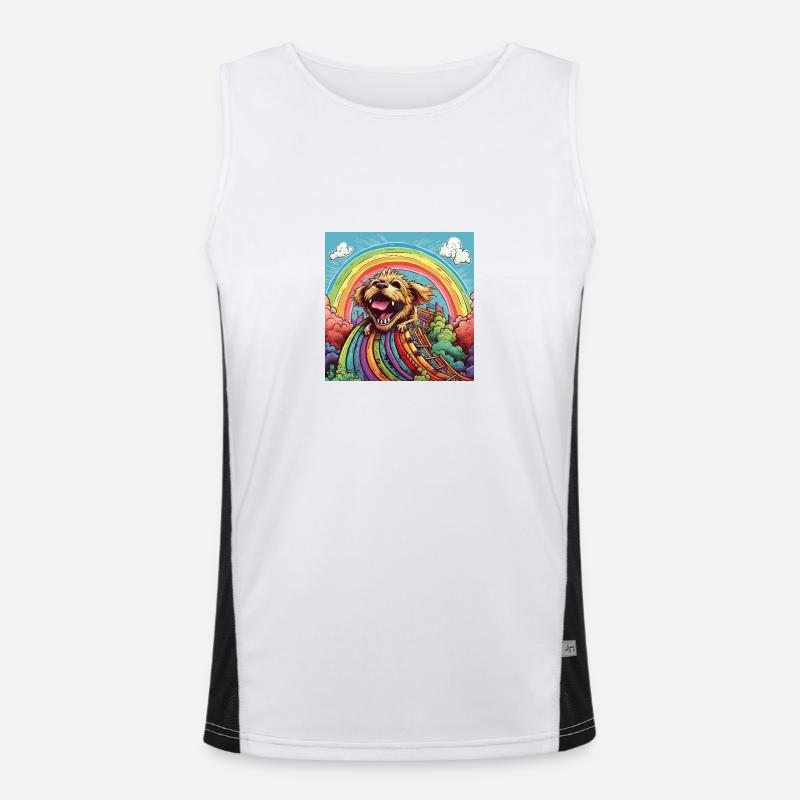 Funny LSD - freaky dwarf - Dog on Rollercoster 1 Men's Functional Contrast Tank Top 