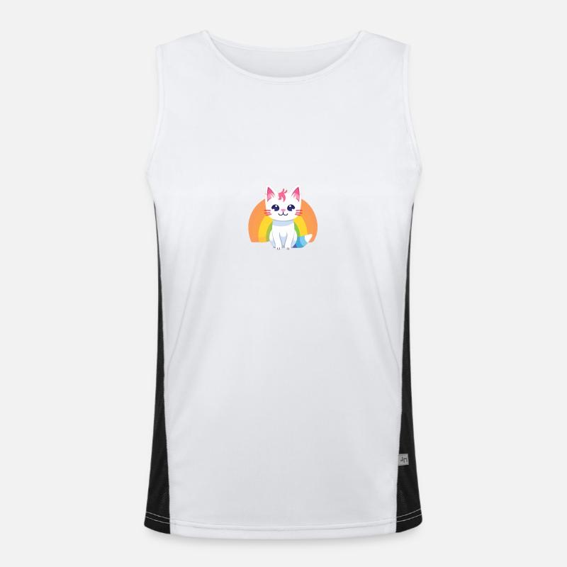 Regenbogen Katze Funktionelles Kontrast-Tank Top für Männer 