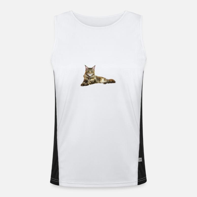 Maine Coon Katze Funktionelles Kontrast-Tank Top für Männer 