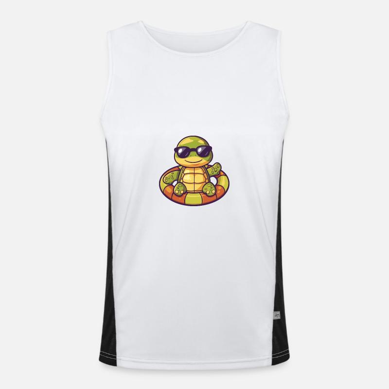 Turtle Comic Cool - Men's Functional Contrast Tank Top  - white/black