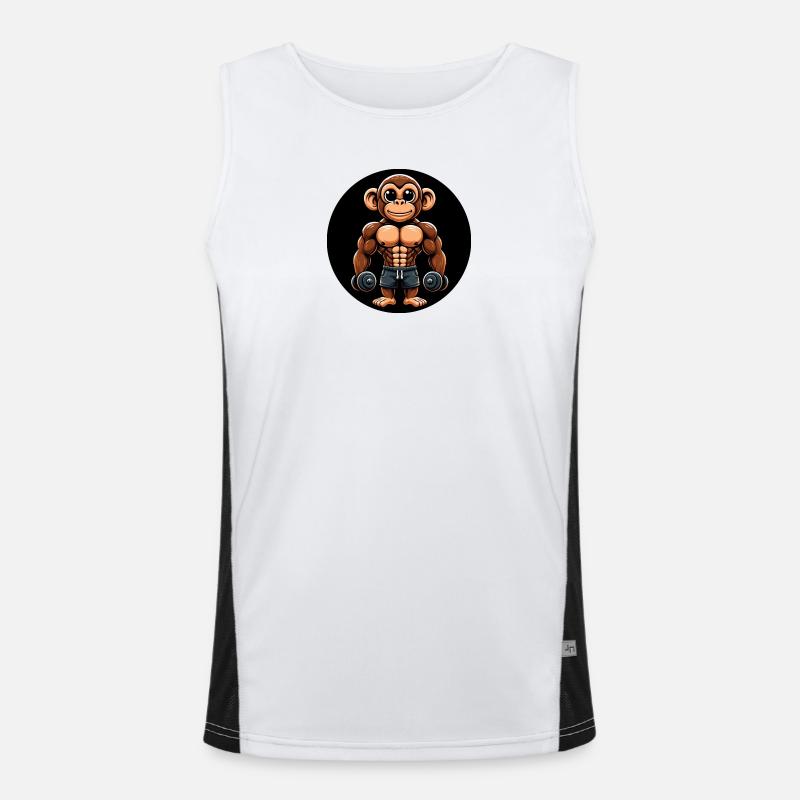 Monkey Chimpanzee Bodybuilder Training - Men's Functional Contrast Tank Top  - white/black