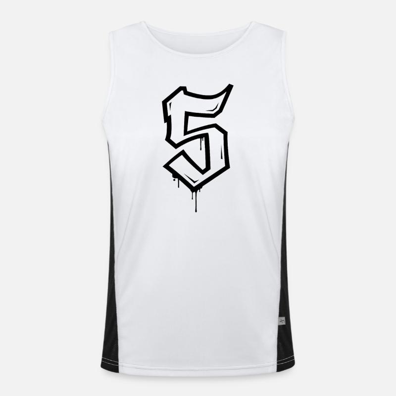Conception de style graffiti numéro 5 Débardeur respirant contrasté Homme 