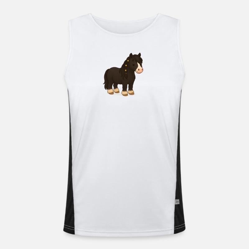 Schwarze Tinker Stute Katy mit Blumenbraid Funktionelles Kontrast-Tank Top für Männer 