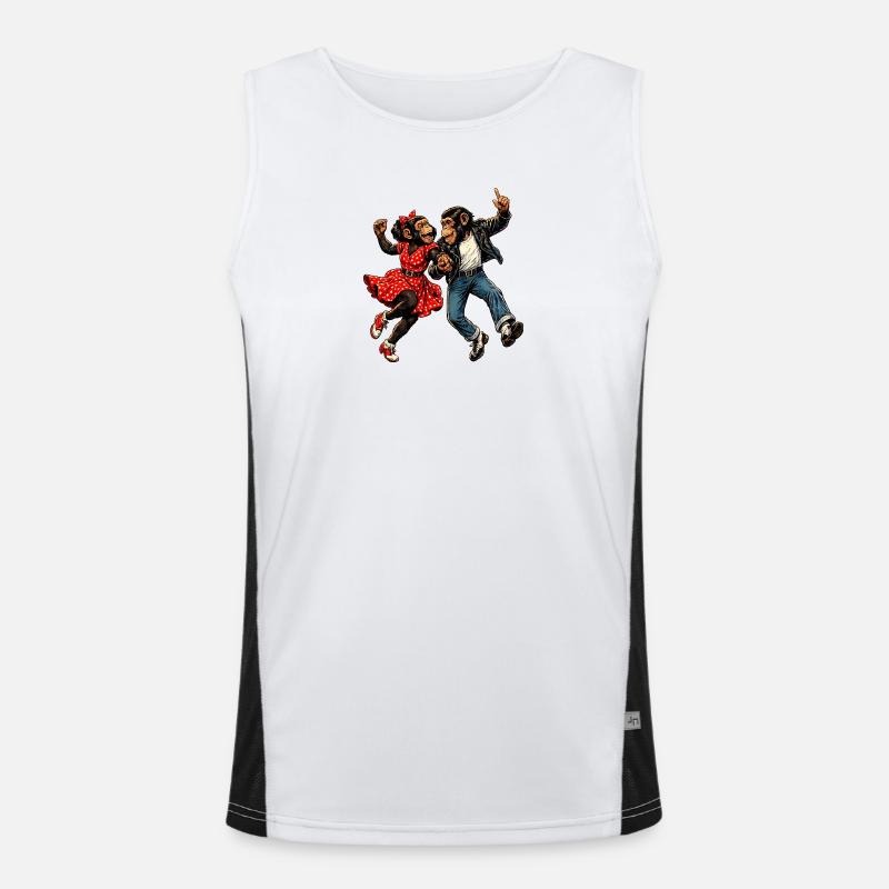 Dancing Monkeys Rockabilly 50s Rock'n'Roll Style Men's Functional Contrast Tank Top 