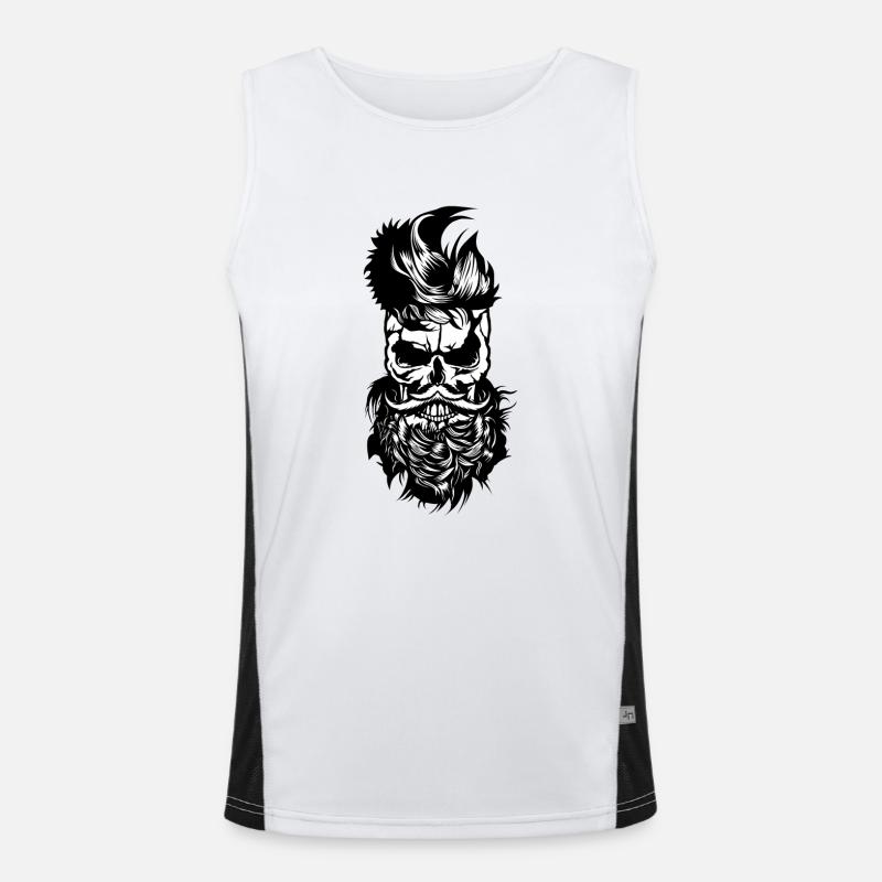 Kopf des Todes Hipster Schädel bärtiger Bart Schnurrbart m Funktionelles Kontrast-Tank Top für Männer 