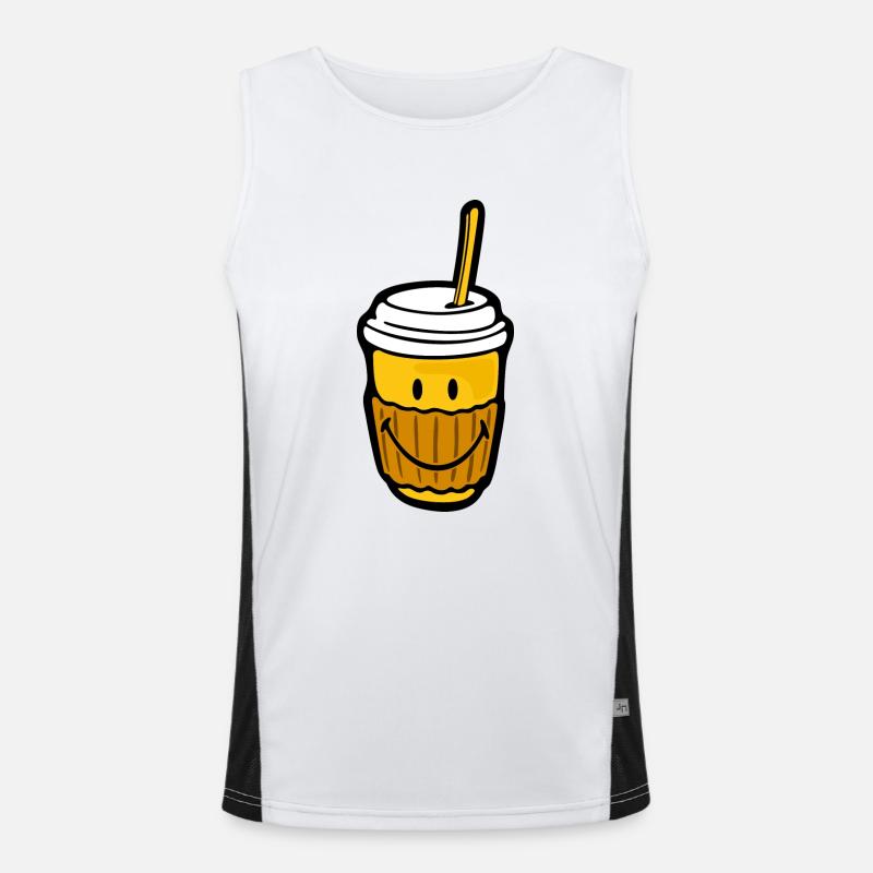 Smiley Coffee Take Away Funktionelles Kontrast-Tank Top für Männer 