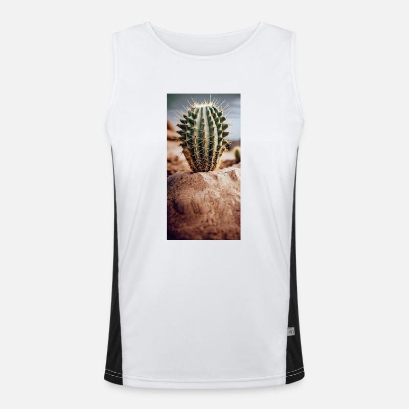 cactus in a sand desert pun Men's Functional Contrast Tank Top 