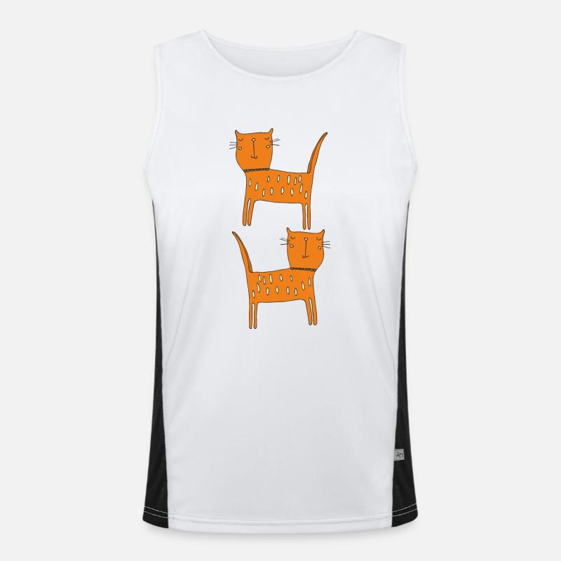 Cat Orange Double Men's Functional Contrast Tank Top 
