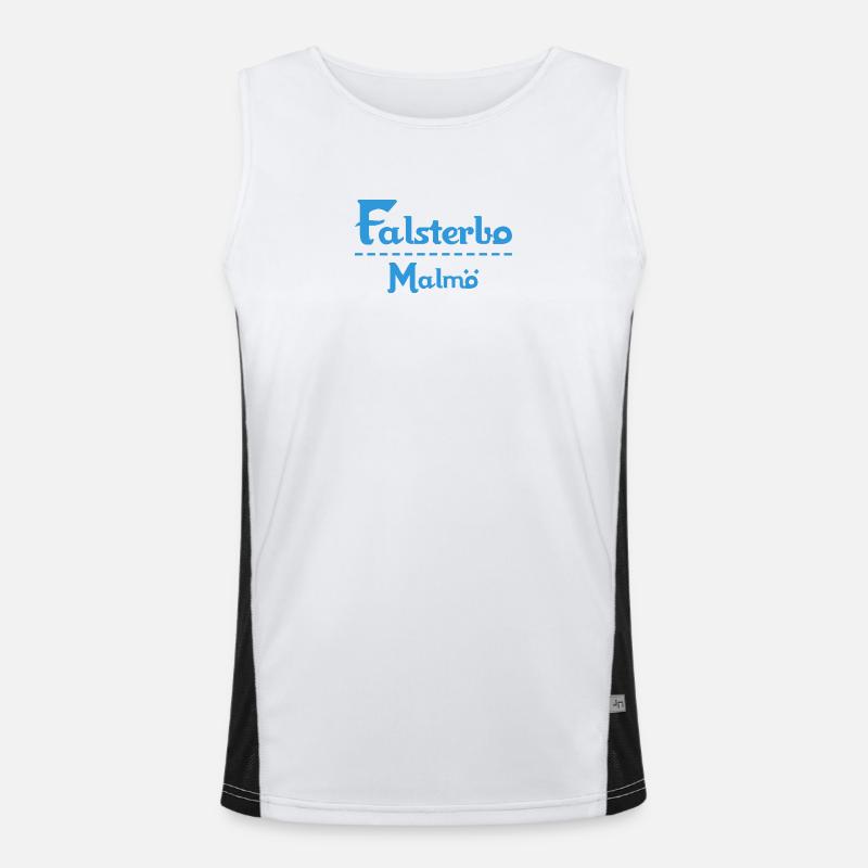 Centrum Malmö – Blue Text Design Funktionelles Kontrast-Tank Top für Männer 