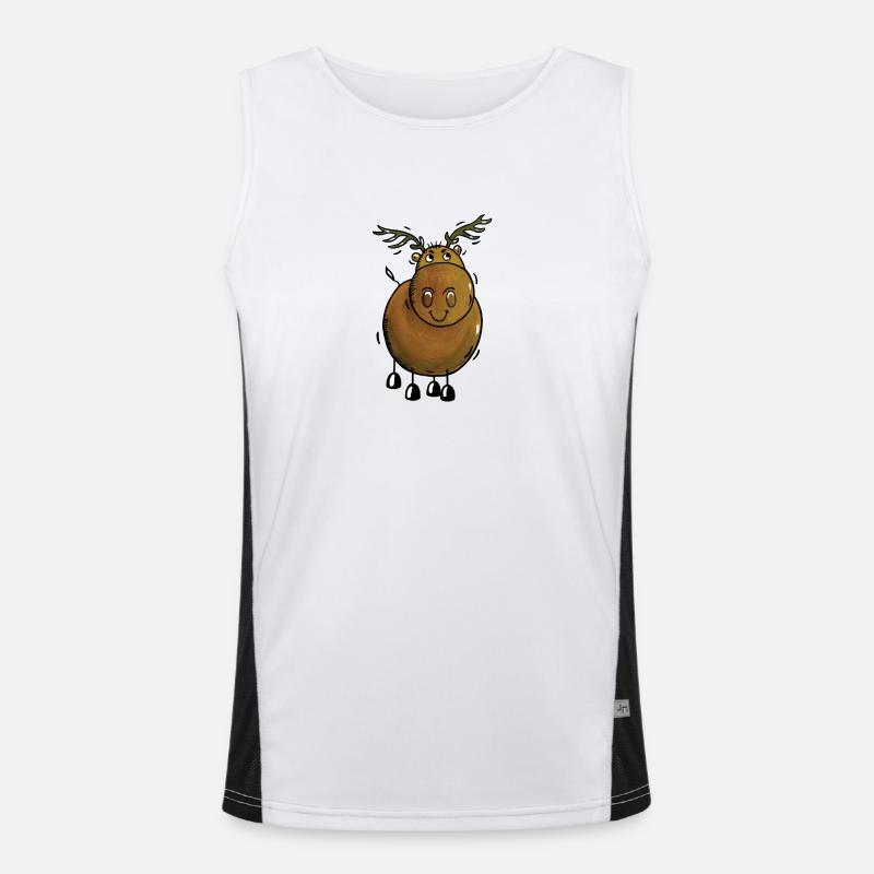 Elk / Reindeer Illustration Men's Functional Contrast Tank Top 