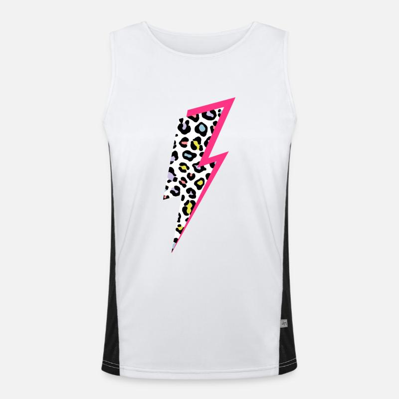 Lightning Leopard Pattern Pastel Colors with Neon Pink Men's Functional Contrast Tank Top 